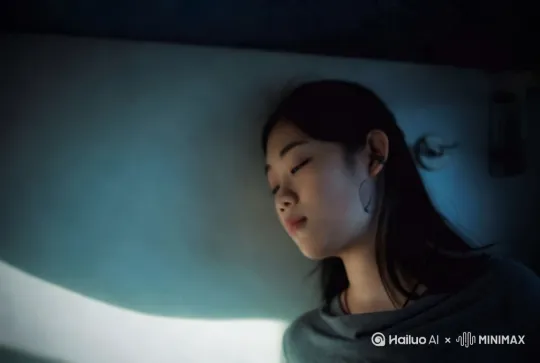 视频展示了女孩在缓慢航行的船舱内静坐的场景，她头部微倾，目光投向舱外浩瀚的海面，神情显得宁静而深邃。海风轻拂，带动了她柔顺的发丝，营造出一种悠然自得的氛围。光线从左侧温柔地洒落，渐渐照亮了女孩的面容，增强了画面的立体感。背景保持静态，镜头未作移动，专注于捕捉女孩与大海之间的微妙互动，传递出一种与世隔绝的宁静美感。 by Hailuo AI Video Generator