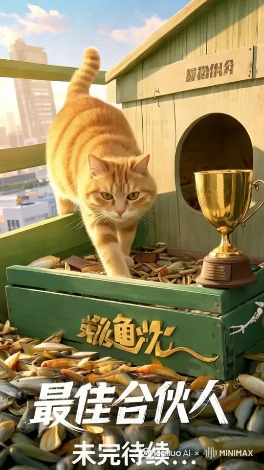 胖橘猫蹑爪蹑脚离开狗窝[跟随]。要求真实自然流畅，丝滑，动作快些 by Hailuo AI Video Generator