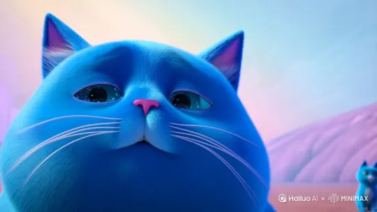 生成一个蓝色胖猫在哭，其他蓝色胖猫路过的视频 by Hailuo AI Video Generator