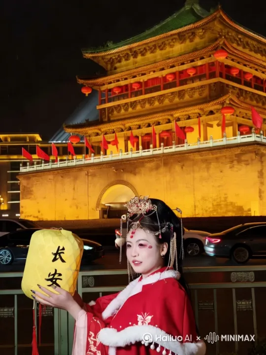 画面中的人物在天空中飞行，镜头跟随人物移动 by Hailuo AI Video Generator