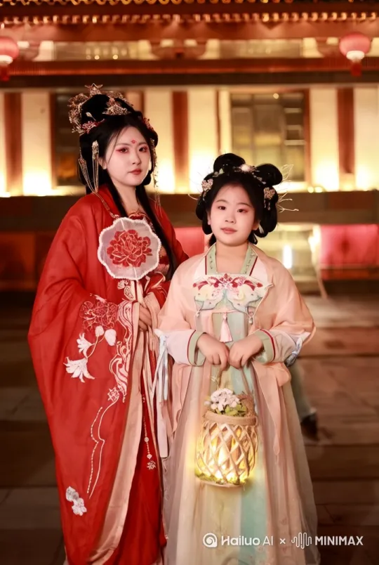 母女在唐朝逛夜市 by Hailuo AI Video Generator