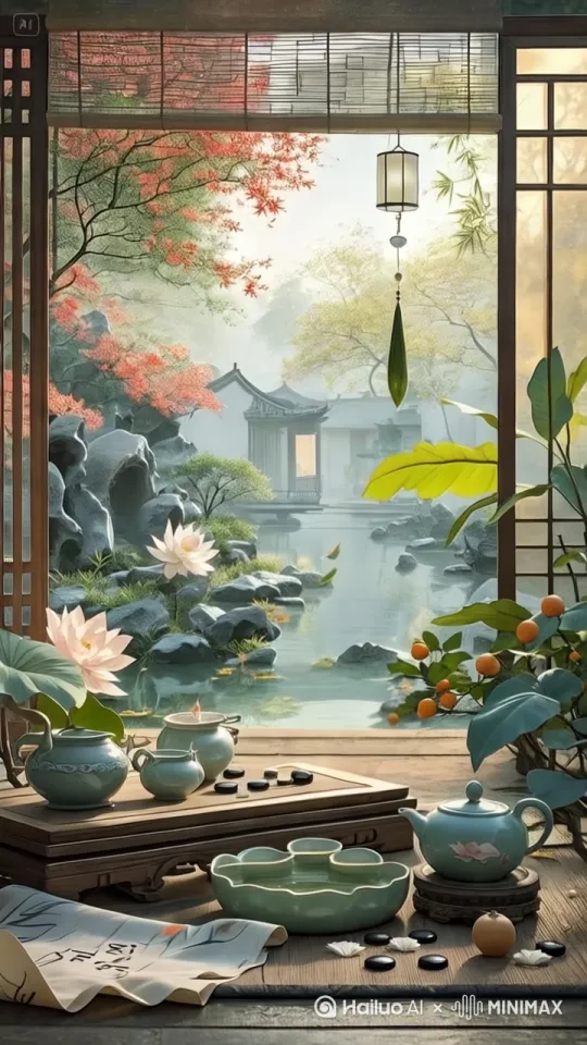 镜头缓缓推进，门外叶子缓缓飘落 by Hailuo AI Video Generator
