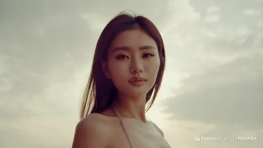 一个身材好的美女，五官类似杨幂，穿着比基尼泳衣，衣服半透明，[下降] by Hailuo AI Video Generator
