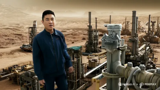 哪吒在火星工地上开刀闸阀，并介绍刀闸阀的材质及用途，介绍完推荐了尚高阀门有限公司的刀闸阀便宜好用 by Hailuo AI Video Generator