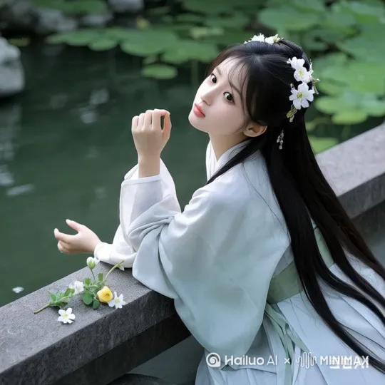 美女缓缓起身，微笑款款向我走来，俏皮灵动 by Hailuo AI Video Generator