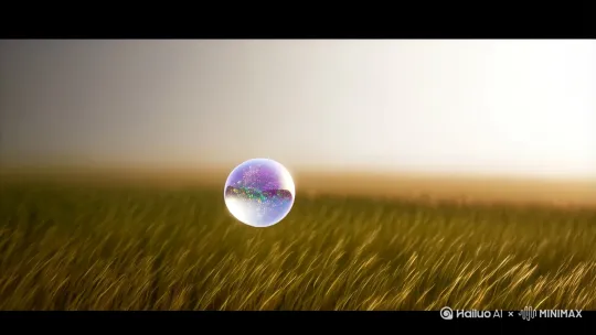 3d渲染，8k超高清画质，电影质感
微风轻拂，一个篮球大小、无色透明的泡泡悠悠飘向空中，在阳光温柔的照耀下，泡泡表面折射出如梦如幻的彩虹色。当它上升至半空，“噗”的一声，泡泡瞬间破碎，化作晶莹的小水滴，如细密的雨丝般洒落。 by Hailuo AI Video Generator