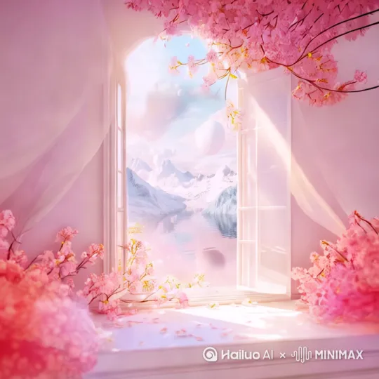 [推进]花瓣被微风吹动，外面天气流动，云层微动，浪漫惬意 by Hailuo AI Video Generator