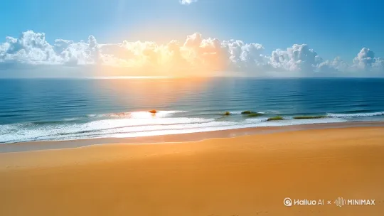 【开场】
镜头缓缓推进，阳光洒在金色的沙滩上，海浪轻轻拍打着岸边，远处蓝天白云，海天一色。镜头转向一位身穿比基尼的美女，她站在沙滩上，微风轻拂她的长发，阳光在她身上镀上一层金色的光晕。

【环境描写】
沙滩上，细软的沙子被阳光晒得温暖，海浪声与海鸥的叫声交织在一起，形成了一首自然的交响乐。远处，几棵椰子树随风摇曳，为这片海滩增添了几分热带风情。

【运镜指令】
1. **远景**：镜头从高空俯拍，展示整个海滩的全景，美女在画面中央，显得格外引人注目。
2. **中景**：镜头慢慢拉近，聚焦在美女的身上，捕捉她微笑的表情和随风飘扬的长发。
3. **近景**：镜头切换到美女的脚部，她赤脚踩在沙滩上，随着音乐的节奏轻轻扭动身体。
4. **特写**：镜头对准美女的脸部，捕捉她眼神中的自信与魅力，阳光透过她的发丝，形成美丽的光影效果。

【舞蹈开始】
音乐响起，美女开始随着节奏舞动，她的动作流畅而富有韵律，比基尼的颜色与阳光下的海水相映成趣。镜头随着她的舞动而移动，时而从侧面捕捉她的身姿，时而从背后展示她的背影。

【环境描写】
阳光逐渐变得柔和，海风轻拂，海浪声与音乐融为一体，营造出一种轻松愉快的氛围。沙滩上，几只小螃蟹匆匆爬过，为画面增添了几分生动。

【运镜指令】
1. **环绕镜头**：镜头围绕美女旋转，展示她全身的舞姿，背景是不断变化的海景。
2. **低角度**：镜头从低角度仰拍，突出美女的身材曲线和舞动的节奏感。
3. **慢动作**：在美女做出特别优美的动作时，镜头切换到慢动作，捕捉每一个细节。

【结尾】
音乐渐渐减弱，美女的舞步也随之放缓，最后她站在沙滩上，面向大海，镜头慢慢拉远，展示她与大海融为一体的画面。阳光洒在她的身上，仿佛为她披上了一层金色的外衣。

【环境描写】
夕阳西下，天空被染成了橙红色，海面上波光粼粼，整个海滩沉浸在一种宁静而美好的氛围中。

【运镜指令】
1. **远景**：镜头慢慢拉远，展示美女与整个海滩的和谐画面，夕阳的余晖洒在她的身上。
2. **定格**：镜头定格在美女的背影，她面向大海，仿佛在沉思，画面渐渐淡出。

【结束】
视频结束，画面定格在美女的背影，配以轻柔的音乐和字幕：“享受阳光，感受自由。” by Hailuo AI Video Generator