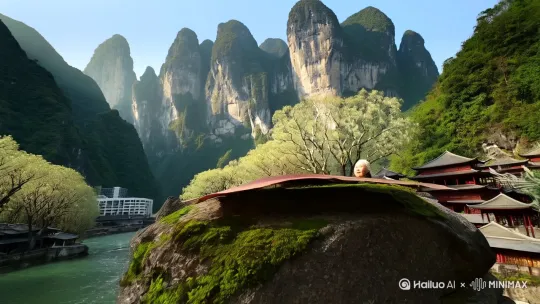 一、故事核心设定
1. 地理锚点：以广西喀斯特地貌为背景，重点描绘漓江流域的"龙脊"山脉、地下河溶洞群及古榕树聚落
2. 时间维度：双线叙事结构
   - 现代线：2023年返乡建筑师参与古村改造
   - 历史线：明代嘉靖年间堪舆师点穴建村
3. 核心冲突：现代开发需求与传统风水禁忌的对立
4. 神秘元素：世代相传的铜鼓阵图、会移动的界碑、子夜鸣响的无源鼓声

二、关键场景设计
1. 龙眼穴场（核心风水局）
   - 三山环抱如太师椅，两水交汇形成玉带缠腰
   - 古戏台暗合二十八星宿方位
   - 百年香樟树群构成天然八卦阵

2. 禁忌之地（冲突爆发点）
   - 被铁链锁住的镇龙井：井壁刻有壮语咒文
   - 午夜现形的无碑坟冢：每逢雷雨浮现磷火人形
   - 会吞没现代机械的沼泽田：GPS在此永久失灵

3. 解谜机关（文化符号运用）
   - 铜鼓纹样密码：十二芒太阳纹对应山脉走势
   - 风雨桥榫卯暗格：藏有清代堪舆手札
   - 壮族师公唱词中的地理隐喻

 三、人物关系图谱（300字）
1. 现代组：
   - 陆明哲（38岁）：持西方建筑理念的规划师，背负家族诅咒
   韦阿婆（91岁）：最后一位铜鼓歌师，掌握《布洛陀寻龙经》
    工程承包商：暗中勾结文物贩子

2. 古代组：
    廖宗羲（1542年）：流放岭南的钦天监官员
    娅娃（壮族女头人）：精通草药与地脉观测
   土司府巫师：试图破坏风水以夺权

3. 超自然存在：
    石龙精魄：每逢地气变动显现的发光生物
    守界灵：由战死狼兵转化的地缚灵

 四、文化符号深化
1. 天象对应：壮乡三月三歌圩日与春分地气涌动周期
2. 建筑密码：干栏式吊脚楼的"九柱十八梁"风水规制
3. 植物隐喻：木棉为阳宅镇物，榕树通阴界门户
4. 水文玄机：地下河改道预兆吉凶的壮乡古谚
5. 器物传说：铜鼓内壁的鲤鱼浮雕在月圆夜游动

五、核心悬念清单
1. 为何所有航拍设备经过龙脊山会自动删除影像？
2. 明代手札记载的"七星锁龙钉"埋藏何处？
3. 韦阿婆坚持要在新建广场保留的畸零地有何玄机？
4. 考古队当年为何突然停止对土司墓的发掘？

六、推荐意象组合
- 暴雨中发光的钟乳石林
- 刻在芭蕉叶上的风水谶语
- 会改变颜色的祭祀糯米团
- 用辰砂写在犀牛皮上的地契[推出,上升,下摇] by Hailuo AI Video Generator