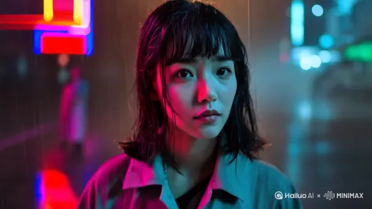 转头走向雨幕，近景变远景 by Hailuo AI Video Generator