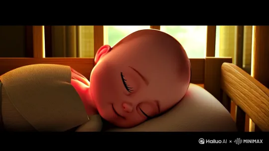 1. 开场：婴儿时期

• 全景：柔和的自然光透过窗户洒在木质婴儿床上，一个婴儿安静地睡着，小胸脯微微起伏。镜头从房间角落缓慢推近到婴儿床边。

• 特写：聚焦婴儿粉嫩的脸蛋，长长的睫毛偶尔颤动，嘴角似有若无的笑意。

2. 童年：成长时光

• 中景：阳光明媚的午后，一群孩子在草地上嬉笑玩耍，主角在其中奔跑放风筝。镜头跟随主角移动，捕捉他欢快的身影。

• 近景：主角满头大汗，脸上洋溢着开心的笑容，手里紧紧拽着风筝线。

3. 少年：校园岁月

• 全景：清晨的校园，阳光洒在教学楼和操场上，学生们陆续走进校园。镜头从校门上方平移，扫过校园景色，最后落在主角身上，他背着书包，和同学有说有笑走进教室。

• 中景：教室里，老师在讲台上讲课，主角认真地做笔记，偶尔抬头和老师互动。镜头在教室中穿梭，展现课堂氛围。

4. 青年：奋斗阶段

• 全景：繁华都市的夜晚，灯火辉煌，主角在办公室里对着电脑屏幕忙碌工作，文件堆满了办公桌。镜头从办公室窗外拉近，透过窗户拍摄主角的身影。

• 近景：主角专注的神情，疲惫但坚定的眼神，手指在键盘上快速敲击。

5. 中年：人生巅峰或转折

• 全景：宽敞明亮的会议室，主角正在进行重要的项目汇报，台下坐着公司高层和合作伙伴。镜头从会议室后方推近，突出主角自信的气场。

• 特写：主角脸上的汗水，紧握的拳头，以及展示成果时眼中的光芒。如果是转折，镜头可切换到主角失意地坐在公园长椅上，周围人来人往，他眼神空洞，望着远方。

6. 老年：宁静时光

• 全景：温馨的庭院里，主角和老伴坐在摇椅上晒太阳，院子里种满了花花草草。镜头缓缓移动，展现整个宁静的画面。

• 特写：主角和老伴布满皱纹但幸福的笑脸，两人交握的手。 by Hailuo AI Video Generator