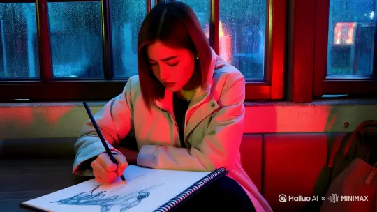 潮湿的雨夜，26岁的插画师林夏蜷缩在老式咖啡馆的角落，铅笔在速写本上疯狂游走。第三张病危通知单在帆布包里发烫，母亲的主治医生偏偏是七年前不告而别的前男友。窗外霓虹在玻璃上晕染成血色，她笔下的暗黑童话角色突然在纸页颤动——那个总在午夜纠缠她的噩梦，正随着咖啡渍在画纸上具象化。当新签约的出版社总监递来魔都艺术展邀请函时，阁楼传来父亲遗留的铜匣开锁声，泛黄日记里藏着二十年前美术馆大火的铅灰色真相。 by Hailuo AI Video Generator