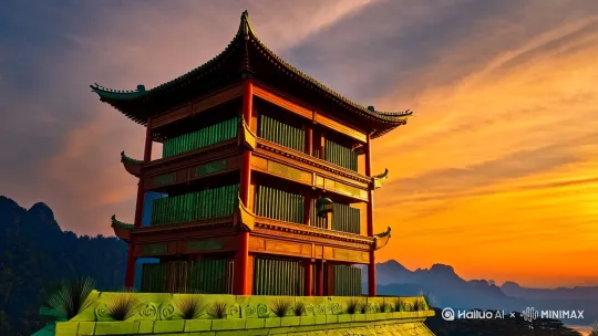 《登鹳雀楼》动画分镜提示词:
【开篇-远景】
暮色初染的天空铺满金橘色渐变云絮,镜头以0.5倍速缓慢推近鹳雀楼。九层木构飞檐逐层抬升,每层檐角悬挂的青铜风铎随晚风轻颤,特写铜绿斑驳的铃舌撞击铎壁,发出空灵的铛——铛——声。楼体朱漆立柱在夕阳下泛着温润的琥珀光泽,特写立柱底部青石基座上的卷草纹浮雕,裂缝中探出几茎倔强的狗尾草。
【中景环绕】
镜头以鹳雀楼第三层为轴心360度缓移:西侧黄河水面熔金般沸腾,特写浪尖破碎时飞溅的万千金箔状水珠;东侧山峦浸在靛青色暮霭中,半山古松枝干虬结,松针间隙漏下缕缕残阳,惊起三五只鹳鸟剪影掠过镜头。
【窗棂特写】
推近到五层雕花窗棂,木质格栅投下的阴影在室内青砖地面编织出细密网格。一袭素白宽袍的诗人袖口掠过窗台,特写袖缘银线刺绣的云纹在运动中忽明忽暗,修长手指扶上朱漆窗框时,指节因用力微微发白。
【登楼蒙太奇】
叠化镜头:沾着尘土的麻履踏上吱呀作响的木阶,特写鞋底碾碎一片飘入楼内的枯叶;腰间玉佩绦穗随着登楼动作有节奏地摆动,在暮色中划出幽蓝的弧光;掠过各层立柱上历代文人墨迹,特写最新题写的诗句墨迹未干,墨色沿着松木纹理微微晕染。
【终极俯瞰】
升至顶层时镜头突然拉升至千米高空,鹳雀楼化作苍茫大地上的微小剪影。黄河化作蜿蜒金练,山岳缩成青黛褶皱,云海在脚下翻涌。忽然有星子刺破暮色,镜头急速下坠穿过层层云雾,最终定格在诗人凭栏远眺的侧脸——瞳孔里倒映出千里江山,一缕被风扯散的发丝在鼻梁投下细如蛛丝的阴影。
【尾声细节】
渐暗画面中,最末一缕天光扫过楼角风铎,铜锈缝隙里闪过刹那的鎏金反光。远处传来打更声,第一盏灯笼在河岸渔村亮起,暖黄光晕在渐浓的夜色中晕染出毛茸茸的边界。 by Hailuo AI Video Generator