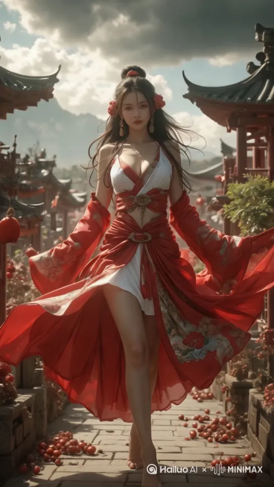 拉起裙子，闭眼睛，鞠躬[跟随] by Hailuo AI Video Generator
