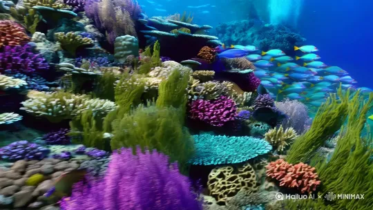绚丽多彩的海底世界，生物多样性，超高清3D电影画面，摄影风格！ by Hailuo AI Video Generator