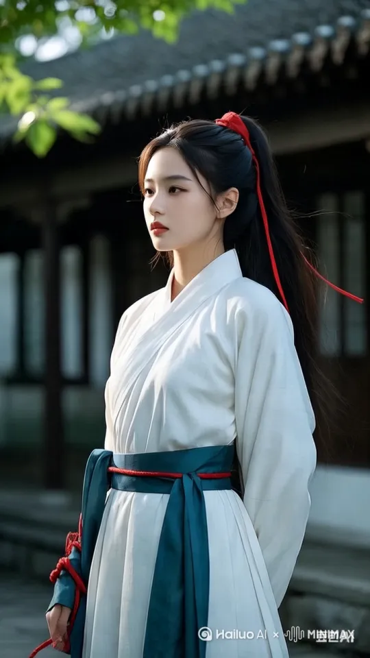 古风庭院场景,画面聚焦白衣红带古装女子,以仰视或侧面镜头捕捉。女子舒展身姿打太极,慢镜头展现- 揽身姿下沉蓄势,双手如抱圆球缓缓前棚,臂呈弧形含棚劲;随腰转动,双手向下向后“捋”动,似引化外力;紧接着双手前推“挤”出,沉肩坠肘;最后双掌下按,气息下沉,动作连贯如行云流水,衣袂随肢体舒展轻扬。
腰胯引领左右平移,左手划弧上提至眉侧,右手向下划至腹前,双手如穿云般交替循环;脚步随腰胯微侧移步,呈侧行步,身体中正安舒,每一次云手转承皆显太极圆活之美,阳光透过枝叶洒下,勾勒动作轮廓与衣饰纹理,等招式,衣袂随动作飘动,手部运劲细节清晰。添加水墨晕染转场特效,阳光穿透树叶形成斑驳光影,背景古建筑若隐若现,结尾定格收势动作,融入动态模糊增强招式流畅感,整体营造国风水墨太极意境。 by Hailuo AI Video Generator