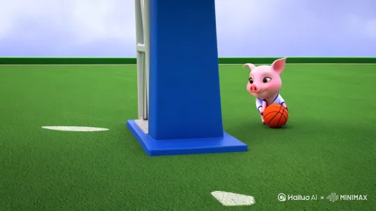 一只小猪打篮球 by Hailuo AI Video Generator