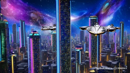 科幻城市宇宙大战星际战舰，科幻未来世界视频内容3分钟 by Hailuo AI Video Generator