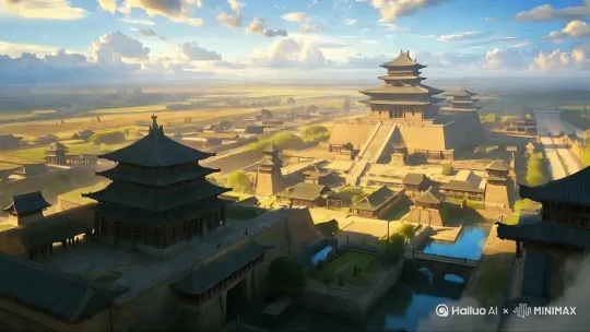 向前推进航拍全景，掠过前景建筑[推进,上升] by Hailuo AI Video Generator