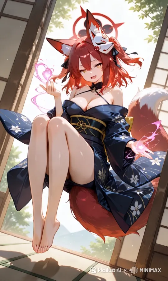 [左移,右摇,跟随]镜头环绕角色转动，
角色手中的魔法火焰微微跳动，
角色眨眼，表情保持不动，
角色头发随风轻微摆动，
角色衣服随风轻微摆动。 by Hailuo AI Video Generator
