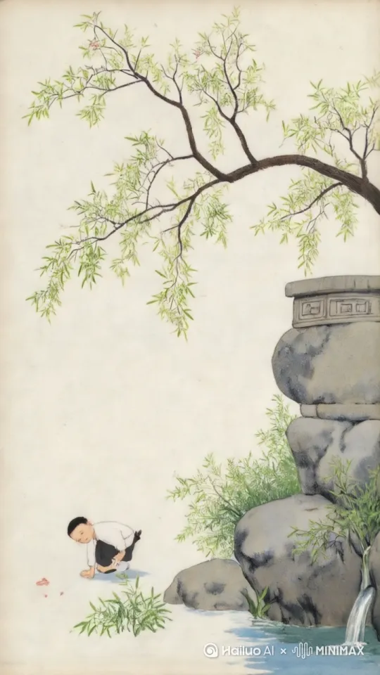 流出潺潺，树枝轻轻摆动，画面唯美艺术 by Hailuo AI Video Generator