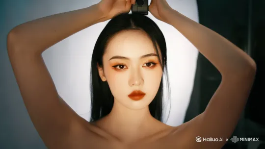 超高清画质，电影级光影效果，镜头拉伸，有纵深感细腻肤质表现，高对比度色彩搭配，背景虚化处理
专业词：商业人像摄影，柔光箱布光方案，佳能R5拍摄，浅景深构图，原比例。比例 9:16。 by Hailuo AI Video Generator