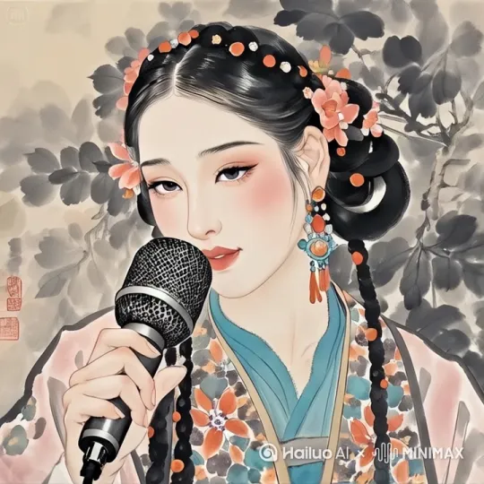 这位女人在唱歌，唱着唱着由微笑，慢慢变成流泪 by Hailuo AI Video Generator