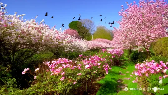 春花枝头喜鹊叫声早上好 by Hailuo AI Video Generator