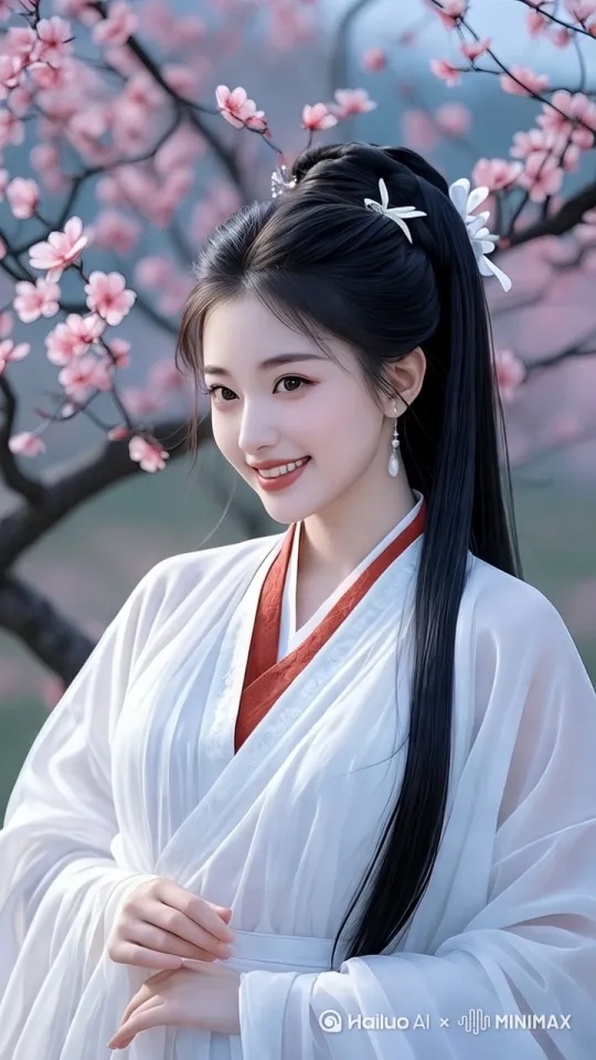 镜头慢慢向左旋转，风轻轻吹动女人的头发 by Hailuo AI Video Generator
