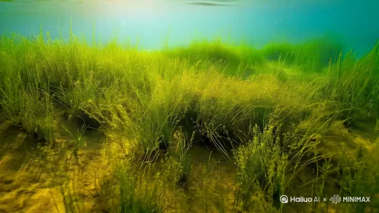 生成一个20秒的赛里木湖水下的视频，最好有春夏秋冬四季变换 by Hailuo AI Video Generator