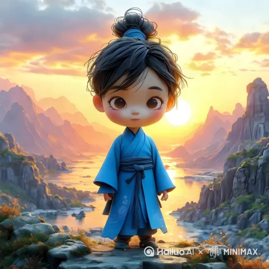 全景，小男孩站着眺望远方，镜头从下往上缓缓移动 by Hailuo AI Video Generator