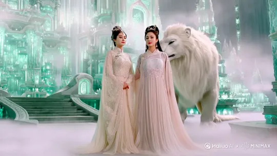 一位绝世美貌的中国古代女子穿着白色的拖地纱裙,纱裙好几层,仙衣飘飘,如同三生三世里的衣着,身旁一只威武的白色上古神兽,站在白色如玉的天宫里
唯美的画面,仙气飘飘,女子气质容颜绝美,上古神兽威风凛凛,电影质感,大片画面,宫殿白雾缭绕闪着光芒 by Hailuo AI Video Generator