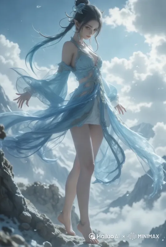 转身；眨眼；飞起来
镜头旋转跟随；镜头聚焦胸部； by Hailuo AI Video Generator