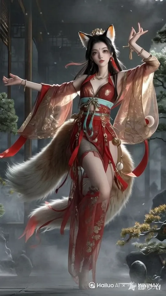 图中少女在原地翩翩起舞，舞姿妖娆，倾倒众生 by Hailuo AI Video Generator