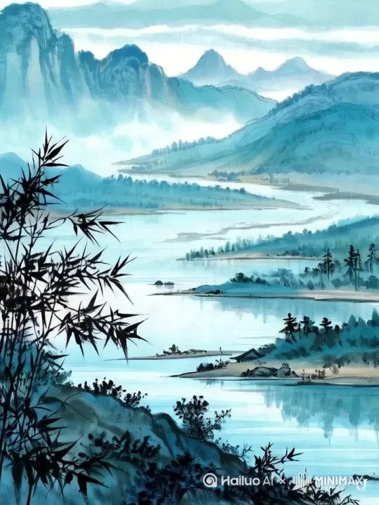 树叶摆动，天空云浮动，河水波动 by Hailuo AI Video Generator