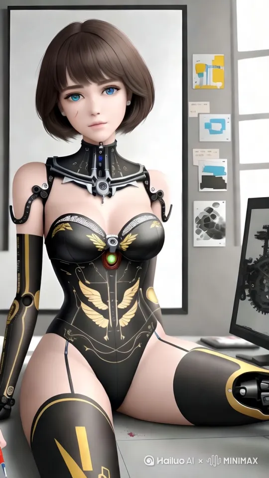 模特双脚分开，双臂交替前后摆动。 by Hailuo AI Video Generator
