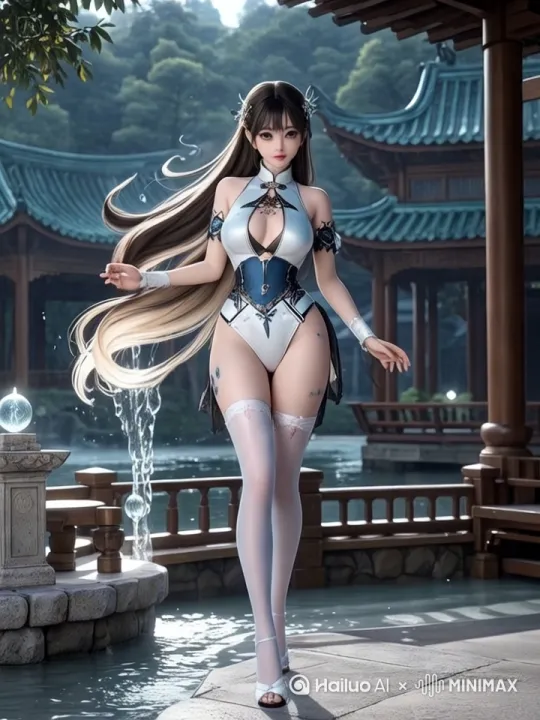 人物用模特步向镜头走来，镜头随人物移动， by Hailuo AI Video Generator