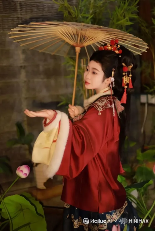 [左移,右摇,跟随]女人转身后，有一只小鸟飞到她的手中，女人看着手里的小鸟微笑点头 by Hailuo AI Video Generator