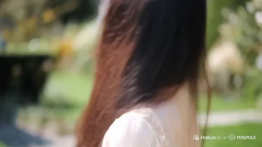 镜头照片移动，女孩用眼神挑逗着 by Hailuo AI Video Generator