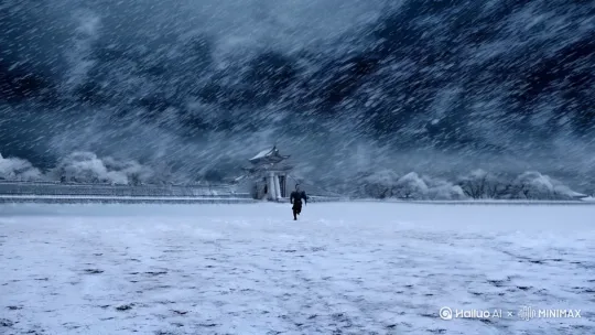 长安城外，大雪漫天，冷风如刀。远处走来一位扶桑剑客 by Hailuo AI Video Generator