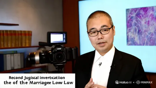 这是我的照片，以这个照片人物为主播，向人民讲解婚姻法司法解释二 by Hailuo AI Video Generator