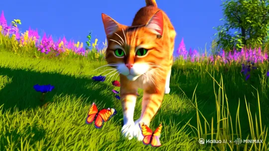 我家猫猫抓蝴蝶 by Hailuo AI Video Generator
