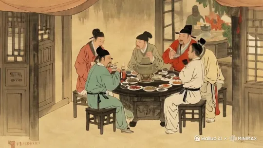 古人在吃火锅 by Hailuo AI Video Generator