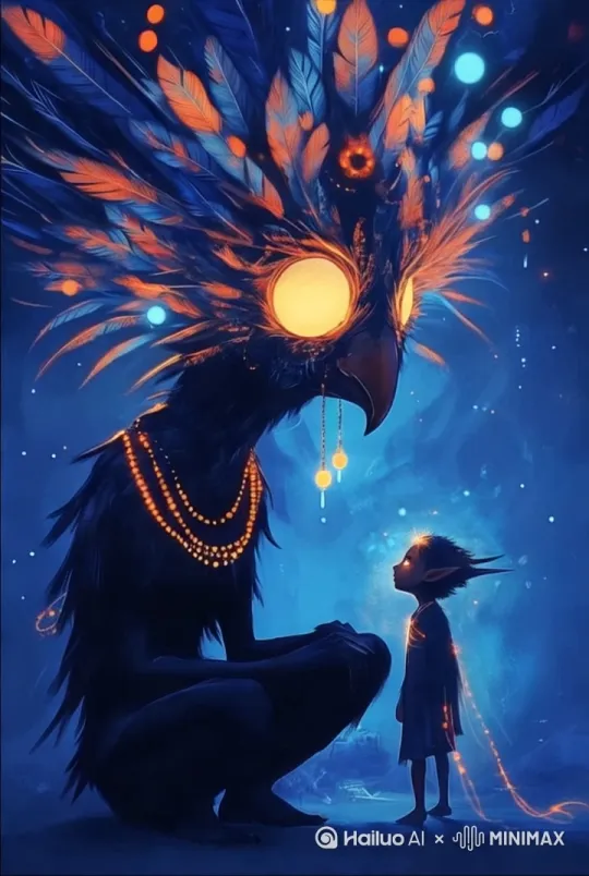 [右移,左摇,跟随]说话，羽毛随风摆动 by Hailuo AI Video Generator