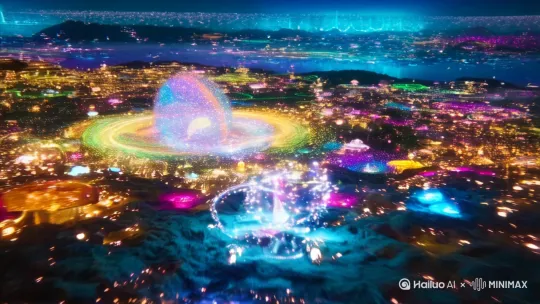 将生成式AI、多模态交互、脑机接口、量子计算与分布式物联网结合，打造一个**虚实共生、无限演化的平行宇宙沙盒**。用户既是“造物主”也是“孢子”，通过行为数据与意识投射实时塑造世界规则，而AI则作为“宇宙算法中枢”动态生成物理法则、文明形态甚至时间维度，形成一场永续迭代的集体意识实验。 by Hailuo AI Video Generator