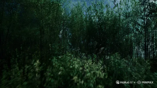 [推进]树木茂密，杂草丛生的森林[推进,上升]从树林中飞出，是一个陡峭的悬崖，悬崖边缘是一座高耸的古堡，远处云烟弥漫，[下摇,跟随]古堡 by Hailuo AI Video Generator