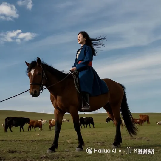 搞笑，马倒立起来，女孩象体操运动员样，腾空反转落地站住，马跑了 by Hailuo AI Video Generator