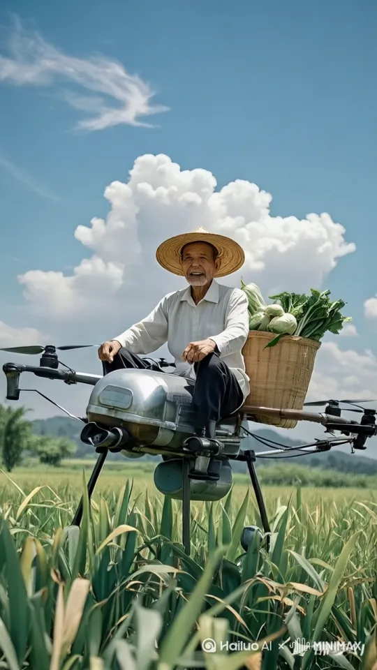 男子骑着飞无人机快速飞向高空，飞过了河流，镜头移动动态跟随。
 by Hailuo AI Video Generator