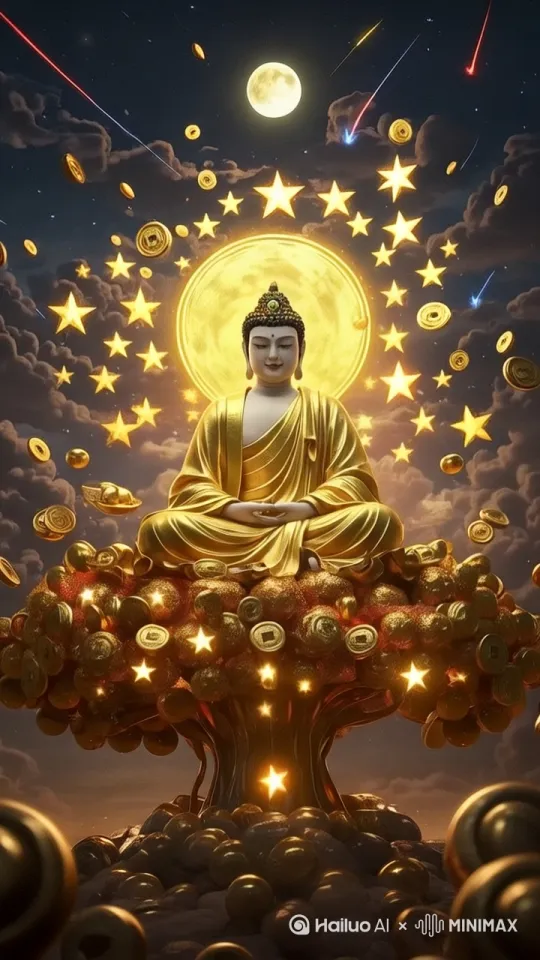 光环旋转，满天星闪烁。 by Hailuo AI Video Generator