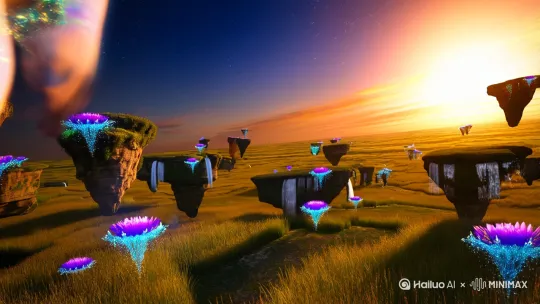 🔥 核心视觉引爆点 🔥
"Starlight Goddess Landing on Earth"
（星空女神降临人间 - 用强记忆点标题触发算法推荐）

🌌 超现实元素矩阵 🌌
1. 主体：Celestial being with holographic skin texture + bioluminescent hair strands
（全息肌理肌肤+生物荧光发丝 - 制造非人类神秘感）
2. 服装：Nanotech-infused silk gown with pulsating LED circuits + floating crystalline accessories
（纳米脉冲光轨长裙+悬浮水晶配饰 - 强化科技仙侠感）
3. 动态：Quantum particle trails + photonic wind effects
（量子粒子拖尾+光子风特效 - 提升视觉冲击力）

🎬 抖音适配参数 🎬
- 8K HDR with 120fps motion blur
（适配竖屏的超高帧率）
- Cinematic aspect ratio 9:16
（专属竖屏构图）
- Hyper-detailed facial close-ups
（特写镜头优化）

🌿 场景工程化设计 🌿
1. 主场景：Surreal prairie with floating islands + inverted waterfalls
（悬浮岛+逆流瀑布的魔幻草原）
2. 光影：Dual light sources - setting sun + emerging starlight
（黄昏与星轨的戏剧性光影）
3. 细节：Glowing flora with responsive light interaction
（与主角互动的发光植物）

⚡ 平台传播优化点 ⚡
- Viral color scheme: #00B4D8（TikTok蓝）x #FF69B4（荧光粉）
- ASMR sound design: Crystalline resonance + electromagnetic hum
（匹配画面的音效设计）
- Loopable animation structure
（可无缝循环的运镜设计） by Hailuo AI Video Generator